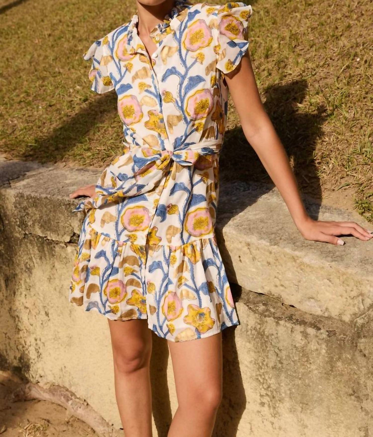Oliphant - Ruffle Collar Button Mini Dress
