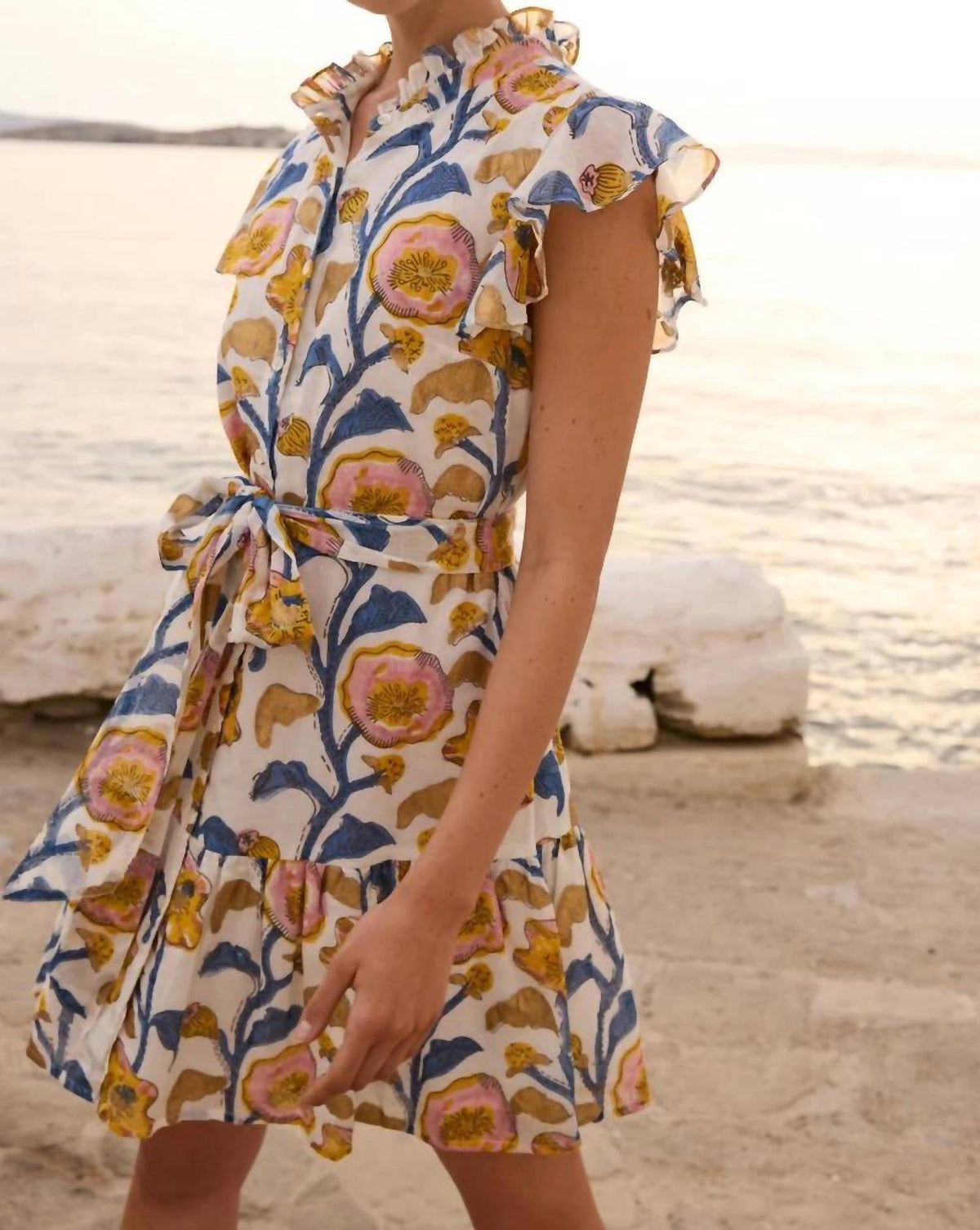 Oliphant - Ruffle Collar Button Mini Dress