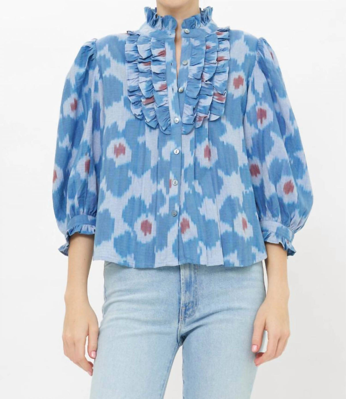 Oliphant - Ruffle Front Button Blouse