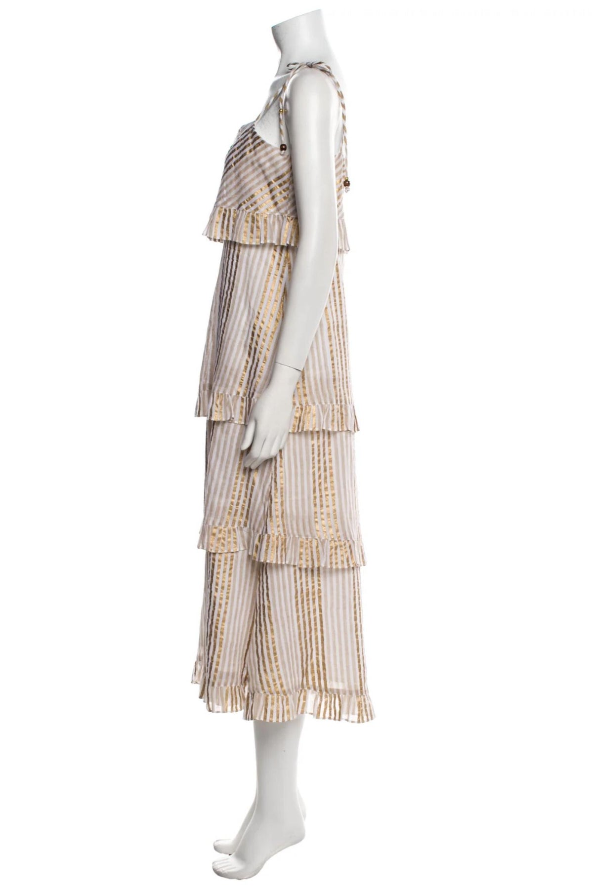 Oliphant - Tie Strap Ruffle Midi Dress