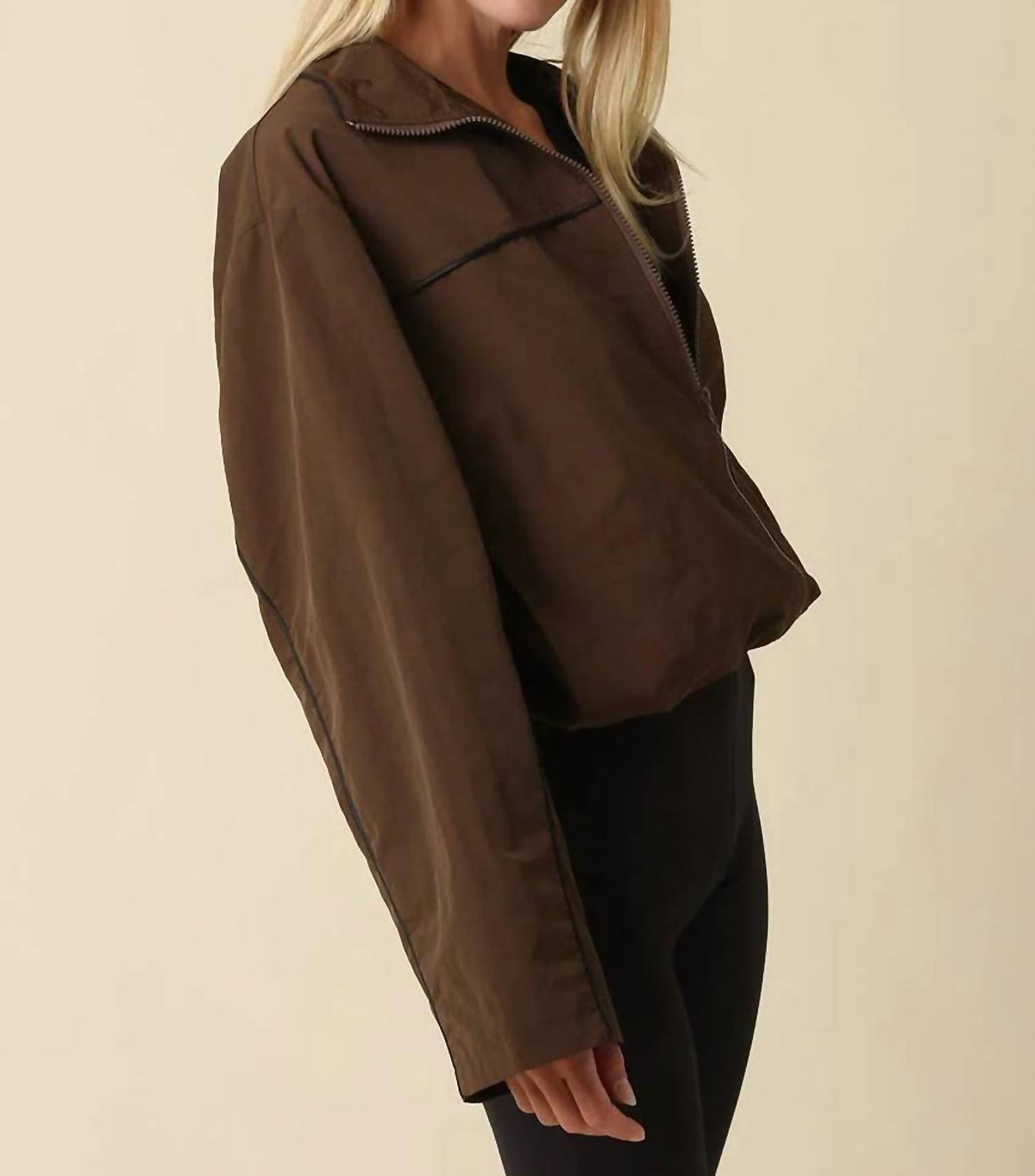 Olivaceous - Alana Piped Zip-up Jacket