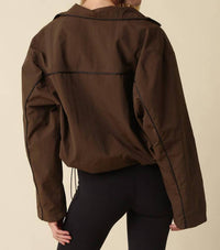 Olivaceous - Alana Piped Zip-up Jacket