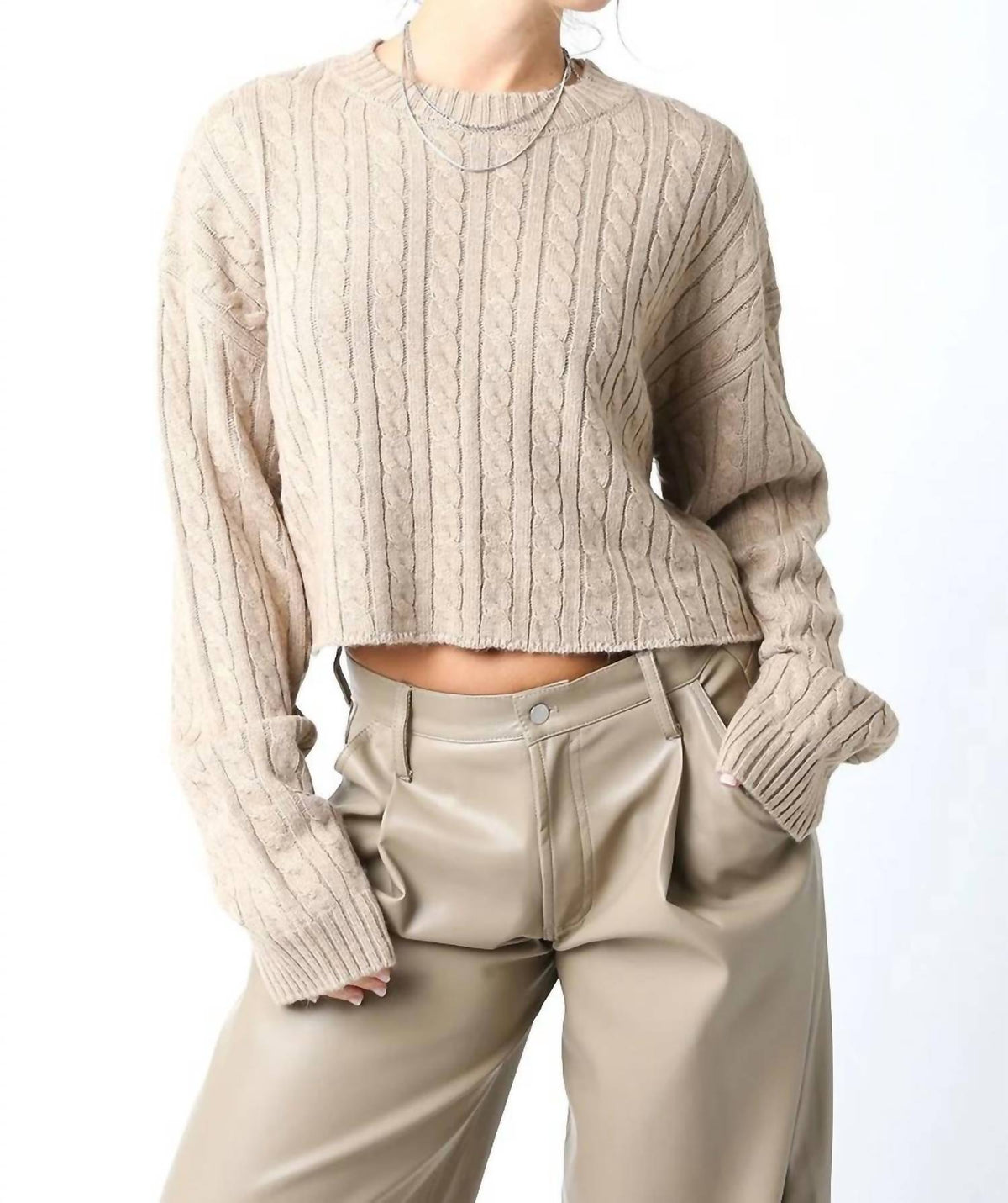 Olivaceous - Annie Cable Knit Sweater