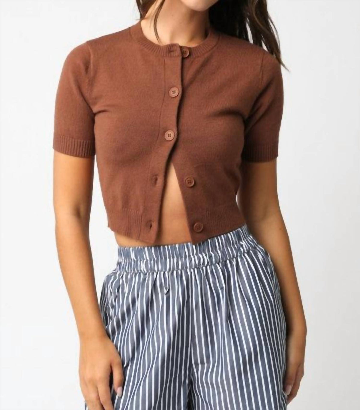 Olivaceous - Bella Short Sleeve Knit Cardigan