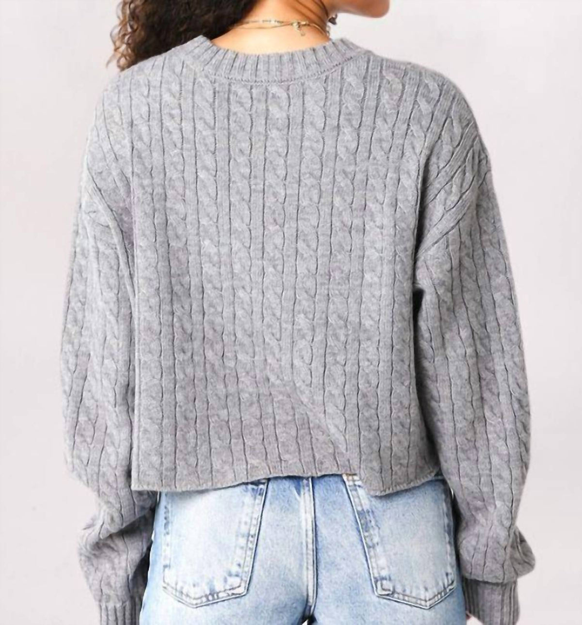 Olivaceous - Boxy Cable Sweater