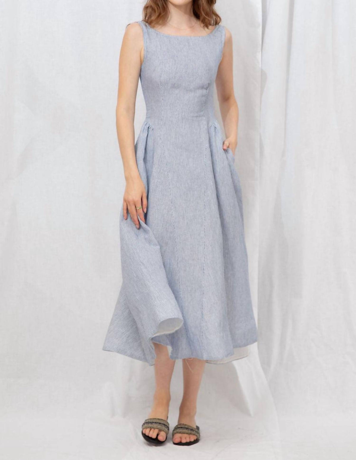 Olivaceous - Charlotte Stripe Midi Dress