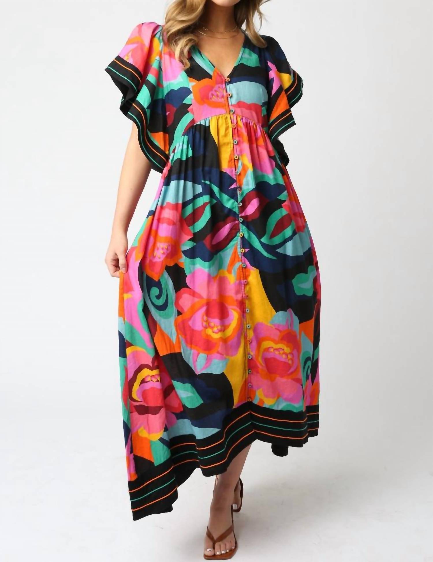 Olivaceous - Contrast Maxi Dress - clothing - dresses - floral