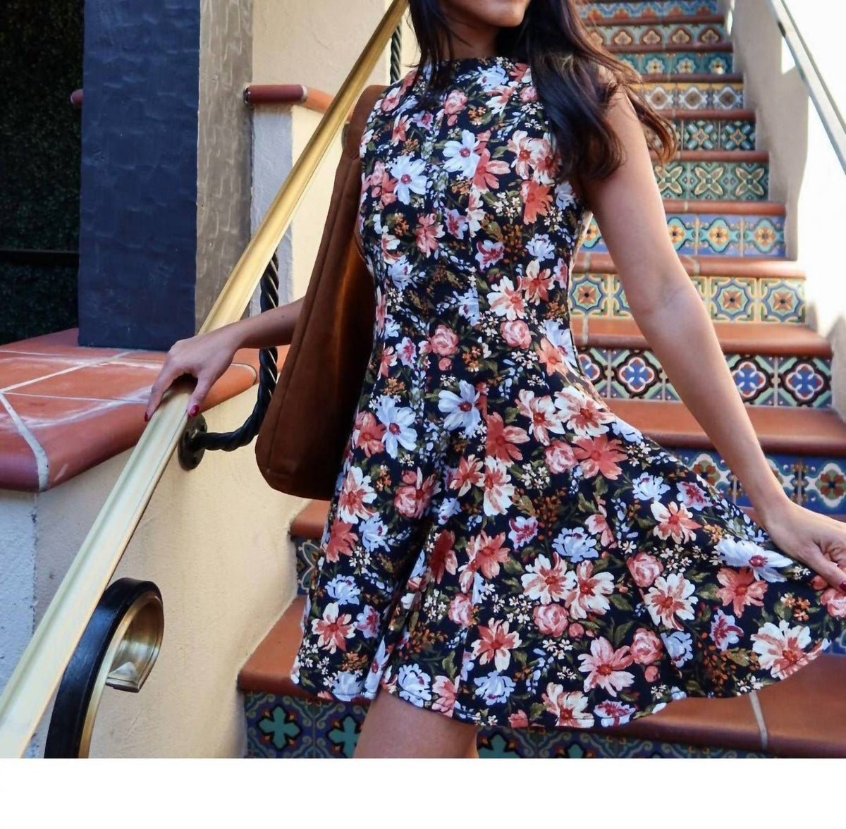 Olivaceous - Dark Blooms Mini Dress