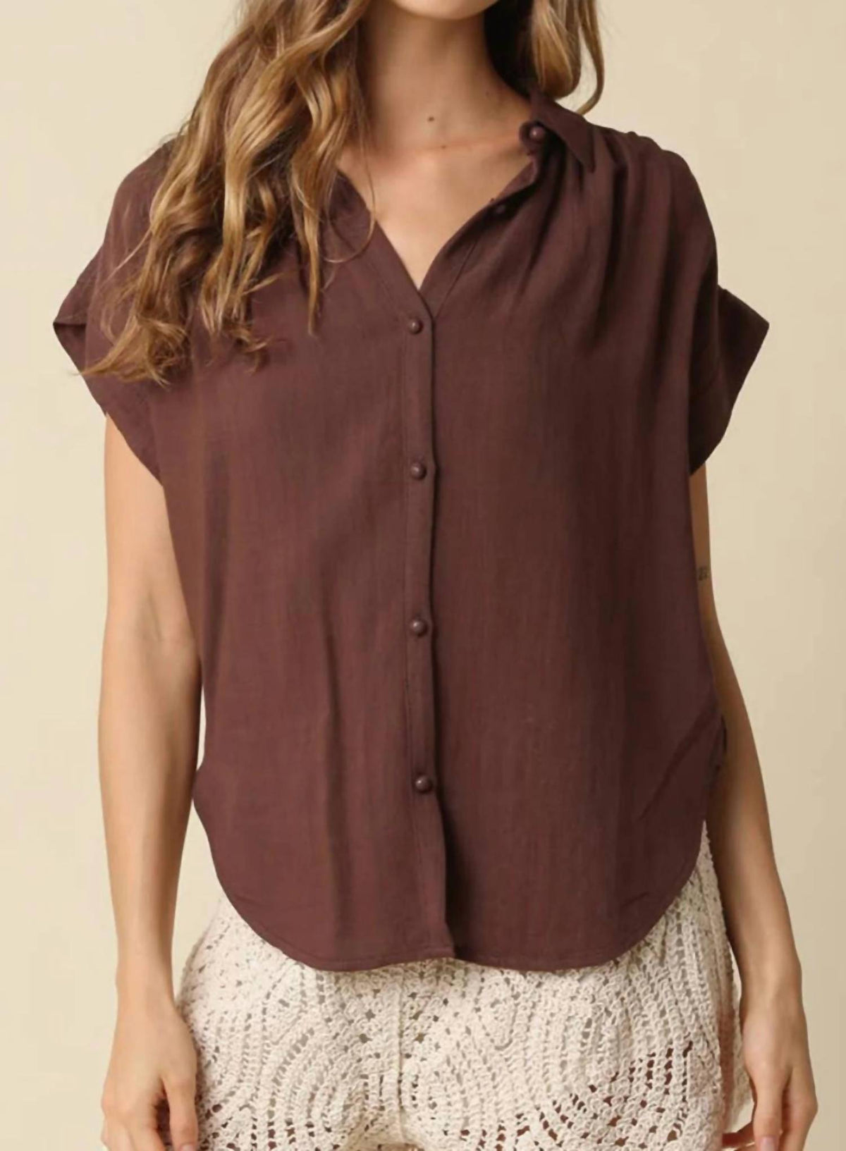 Olivaceous - Flutter Sleeve Blouse