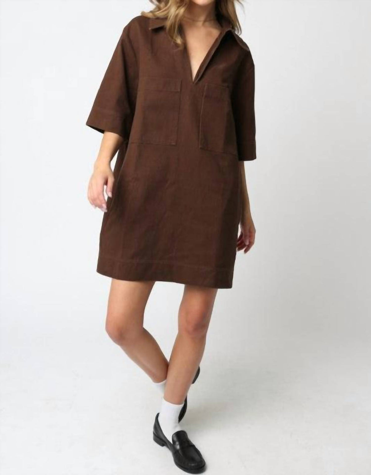 Olivaceous - Lily Pocket Mini Dress