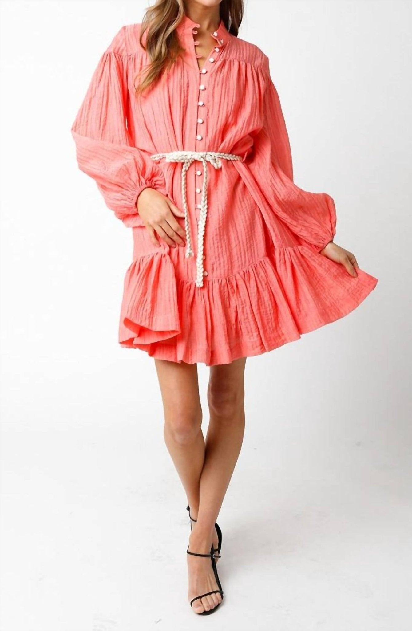 Olivaceous - Long Sleeve Button Dress - clothing - dresses - long - sleeve