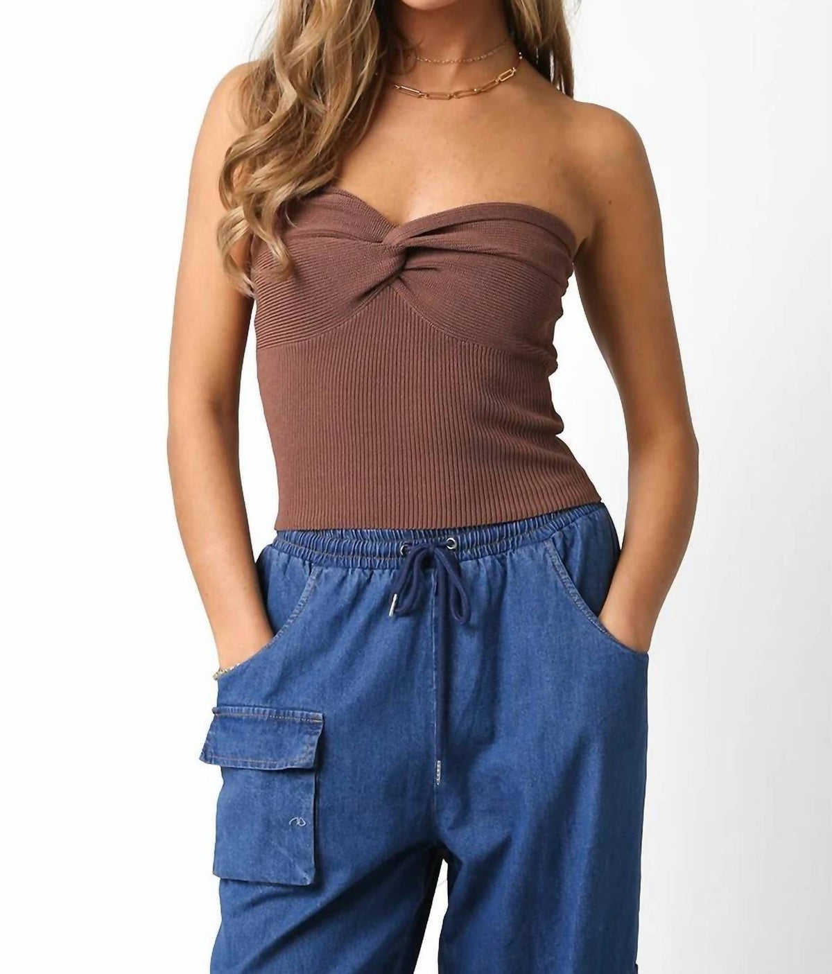 Olivaceous - Lovers Twist Front Tube Top