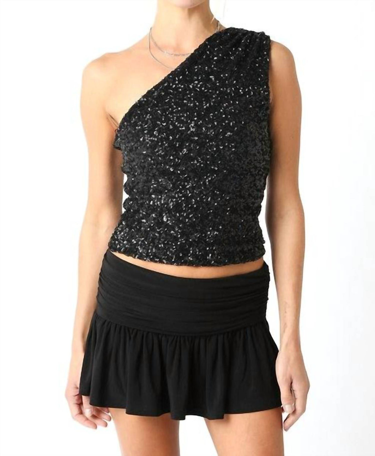 Olivaceous - Mia One Shoulder Sequin