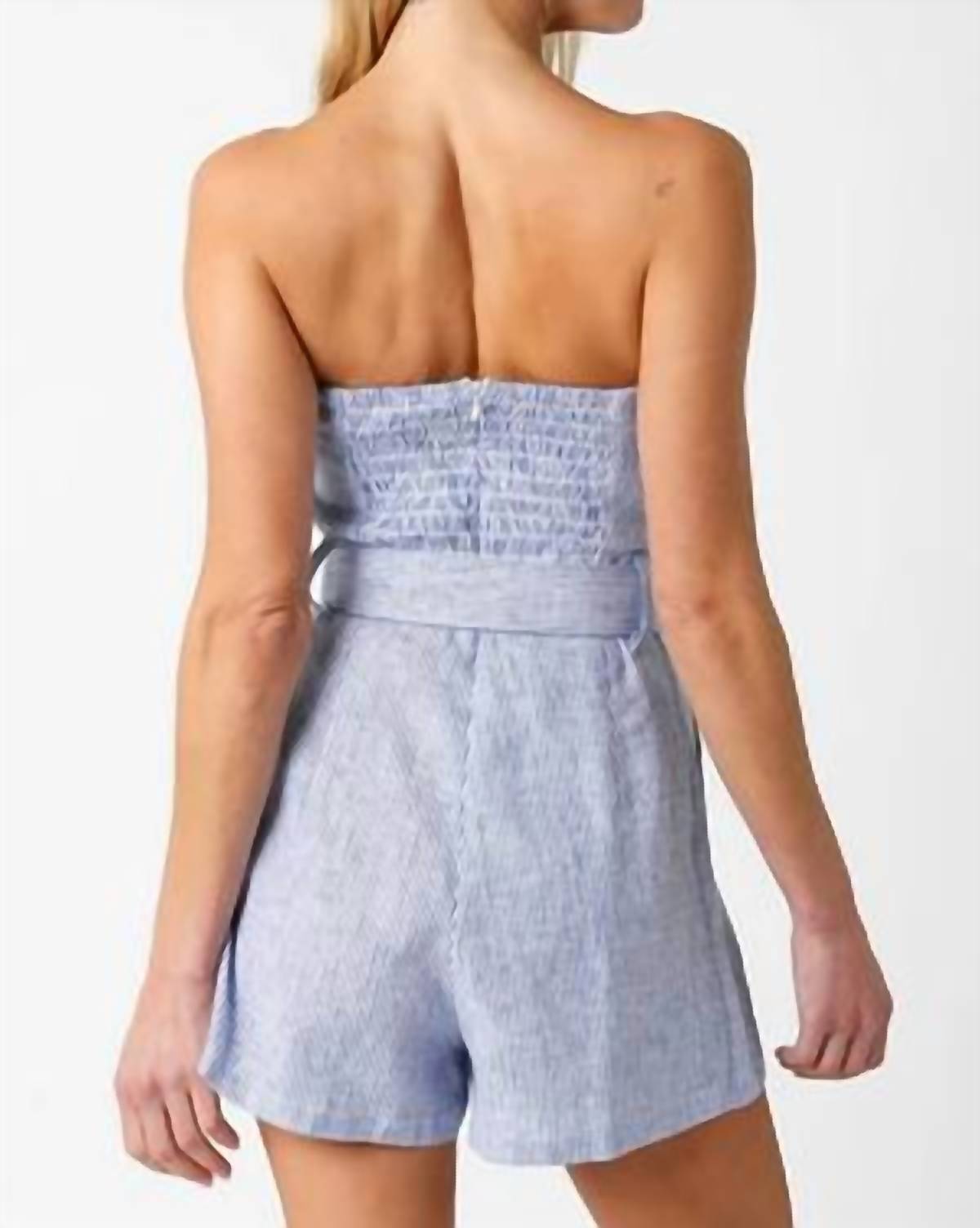 Olivaceous - Off Shoulder Stripe Romper