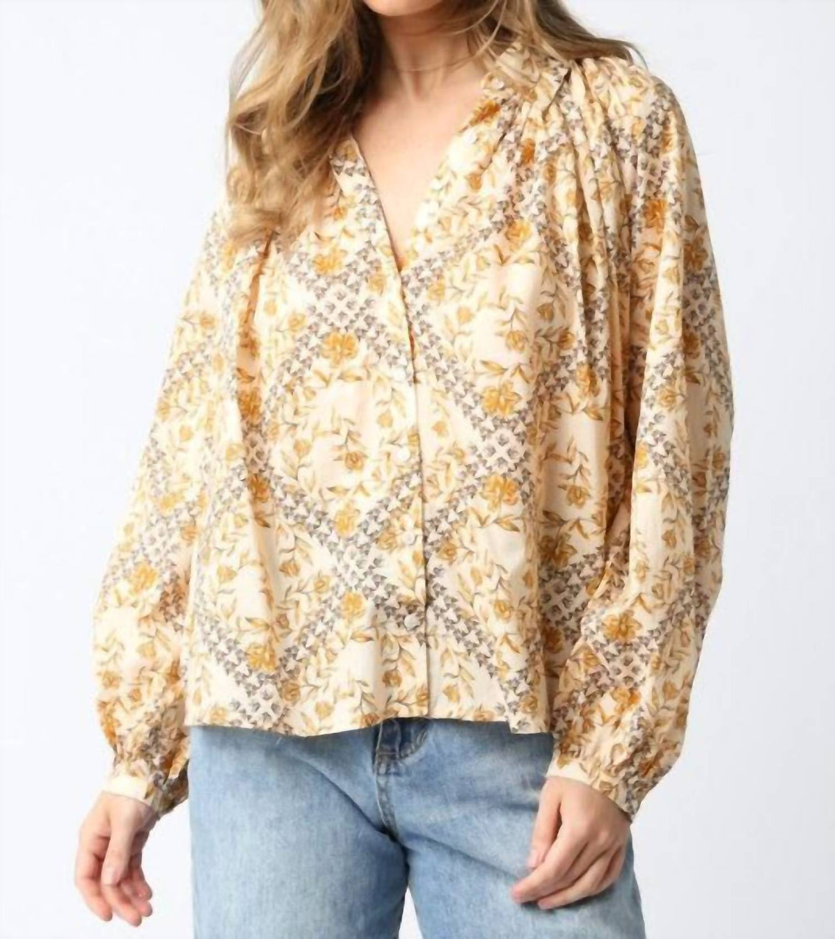 Olivaceous - Runa Mix Long Sleeve Blouse