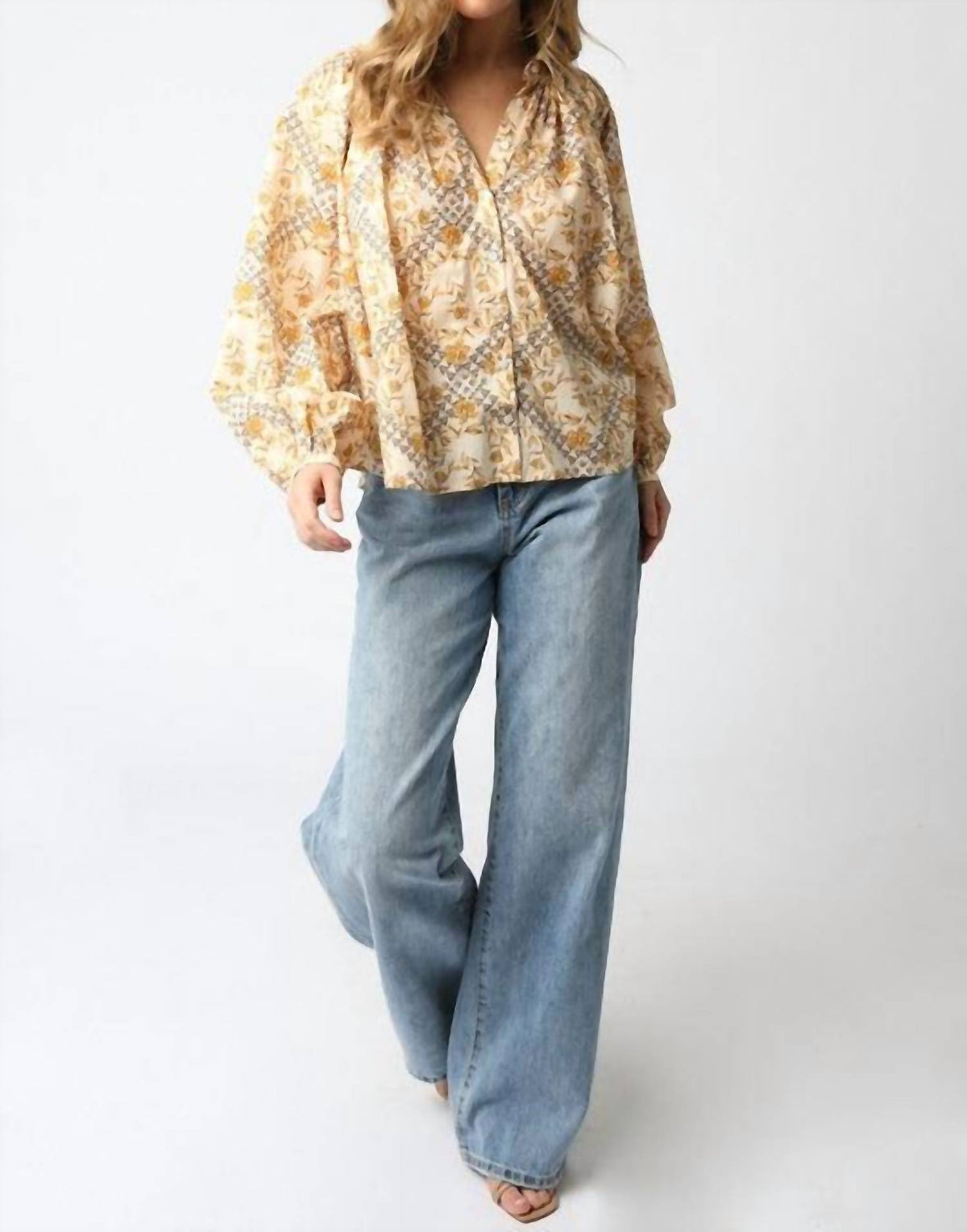Olivaceous - Runa Mix Long Sleeve Blouse