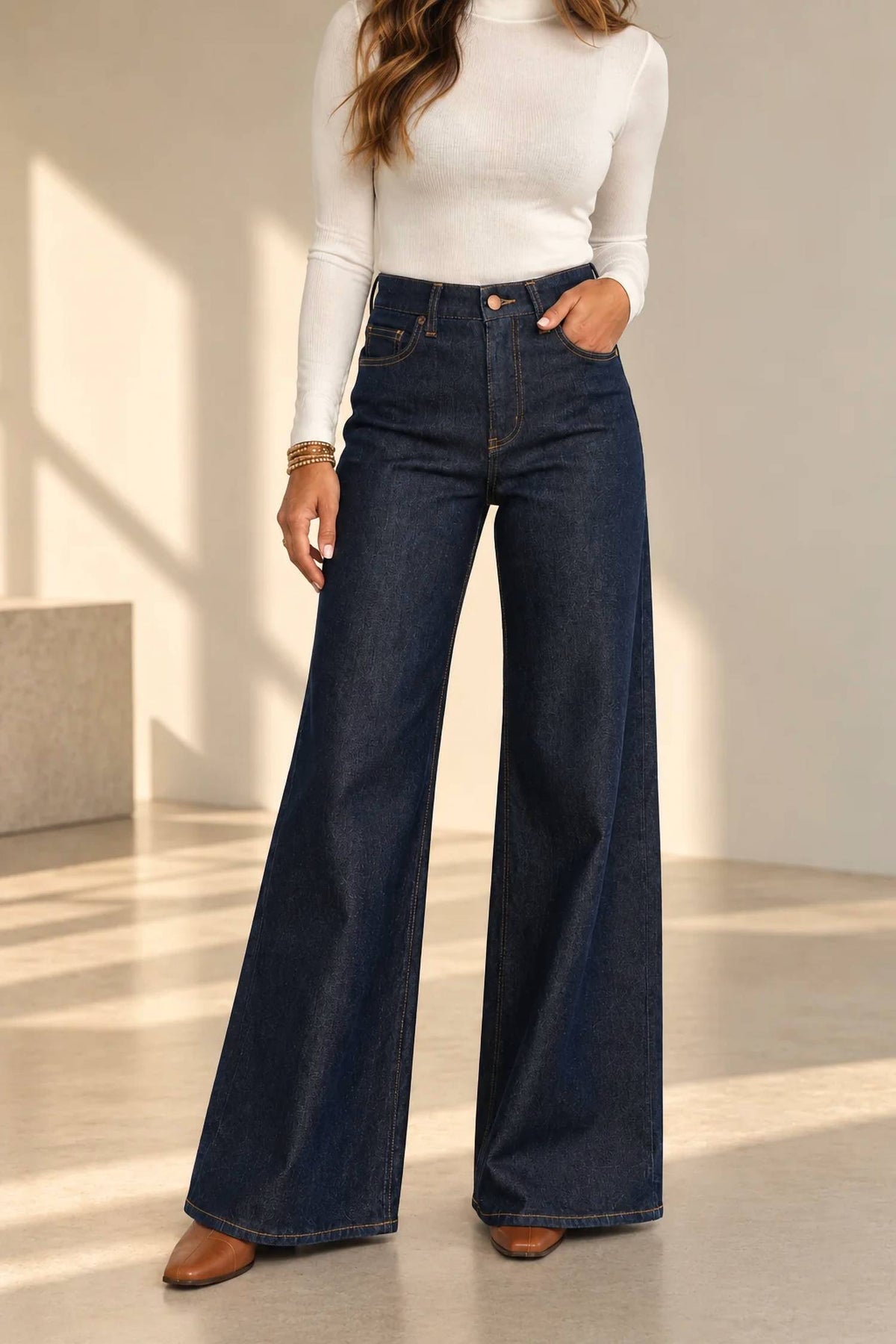 Oliver Logan - Monroe High-rise Wide Leg Jeans