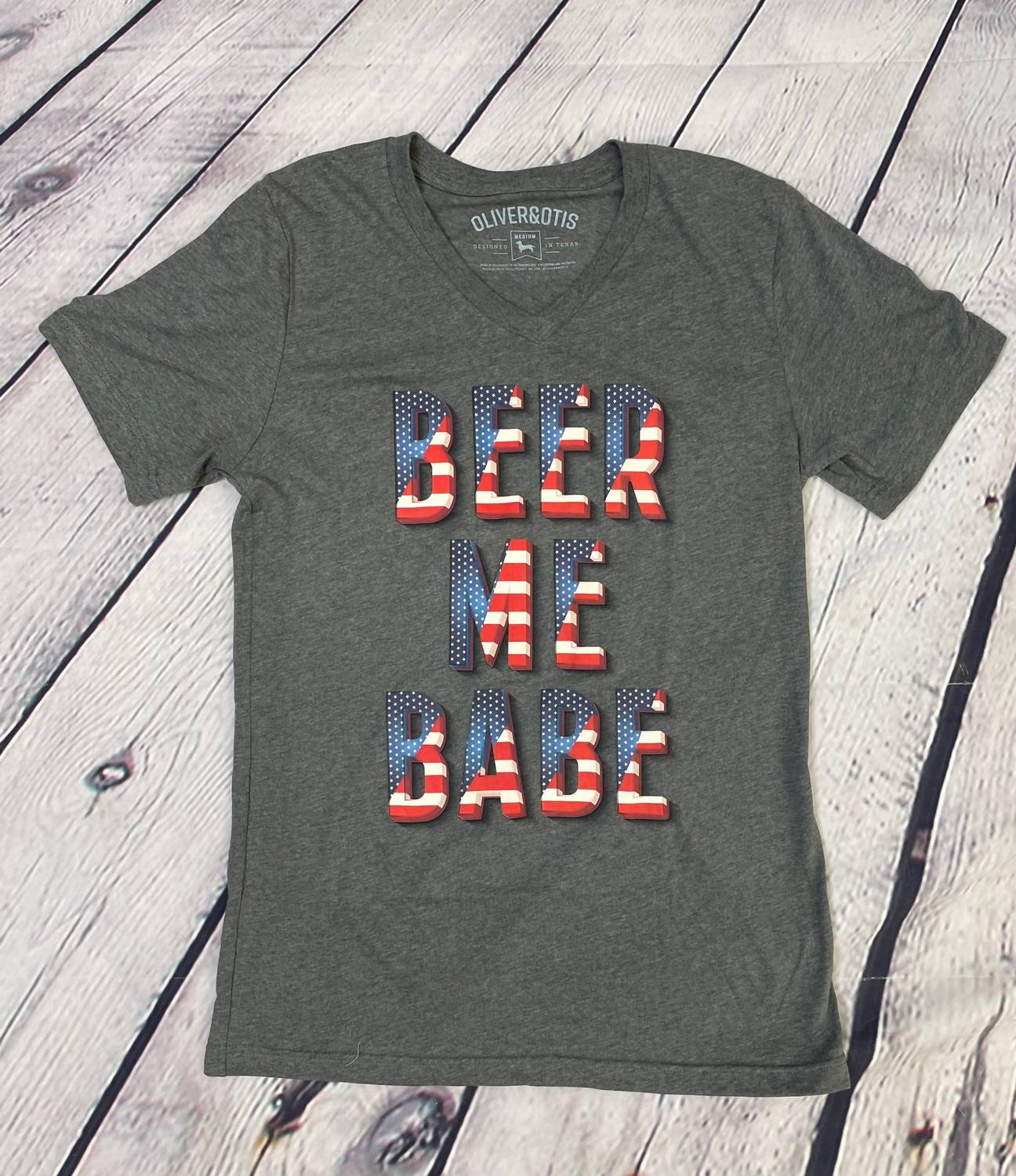 Oliver & Otis - Beer Me Babe Tee - clothing - cotton - blend - grey