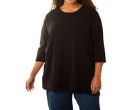 On The Plus Side - Cotton 3/4 Sleeve U-Neck Tee - Plus