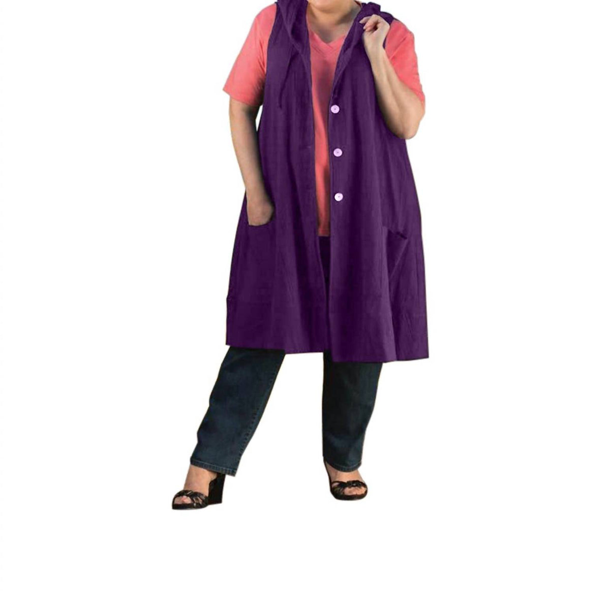 On The Plus Side - Crinkle Cotton Solid Sleeveless Vest - Plus Size