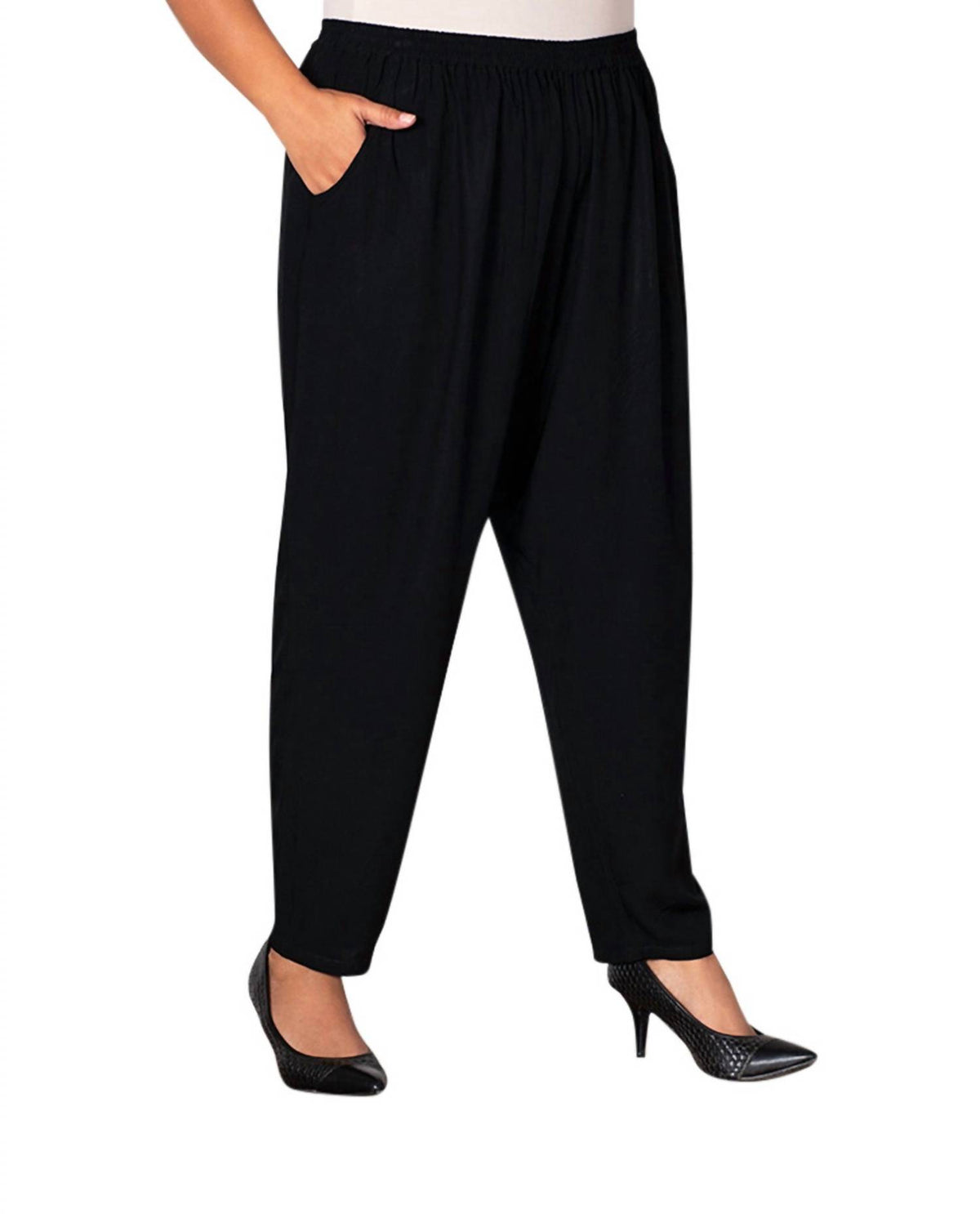 On The Plus Side - Essential Tailored Rayon Pants - Plus