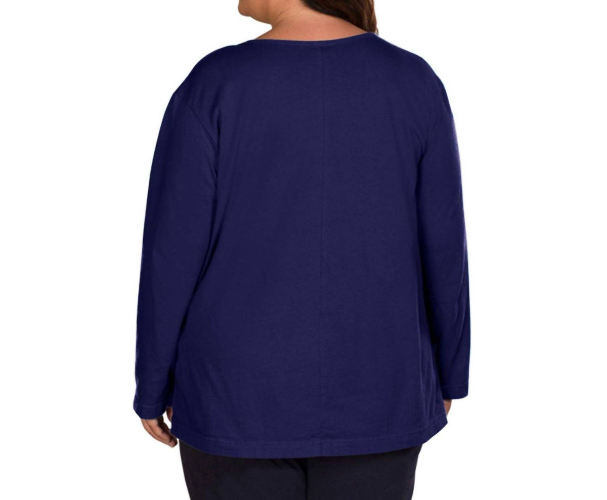 On The Plus Side - Jersey Long Sleeve U-Neck Tee - Plus