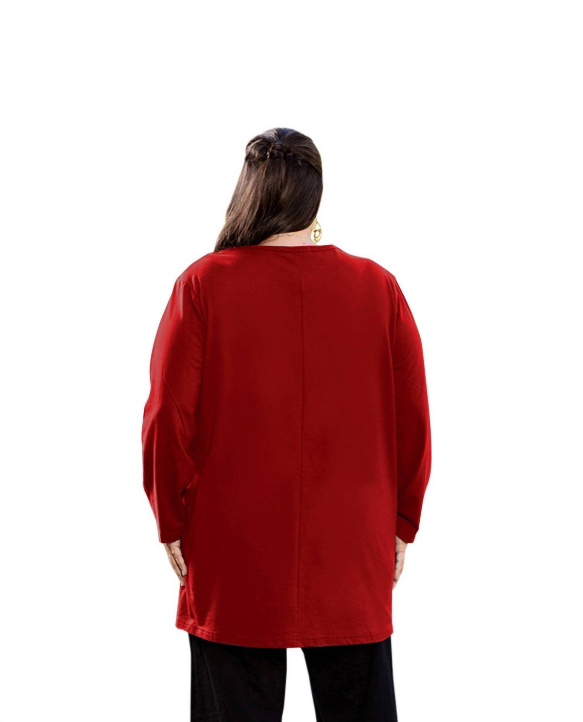 On The Plus Side - Jersey V-Neck Long Sleeve Tunic - Plus
