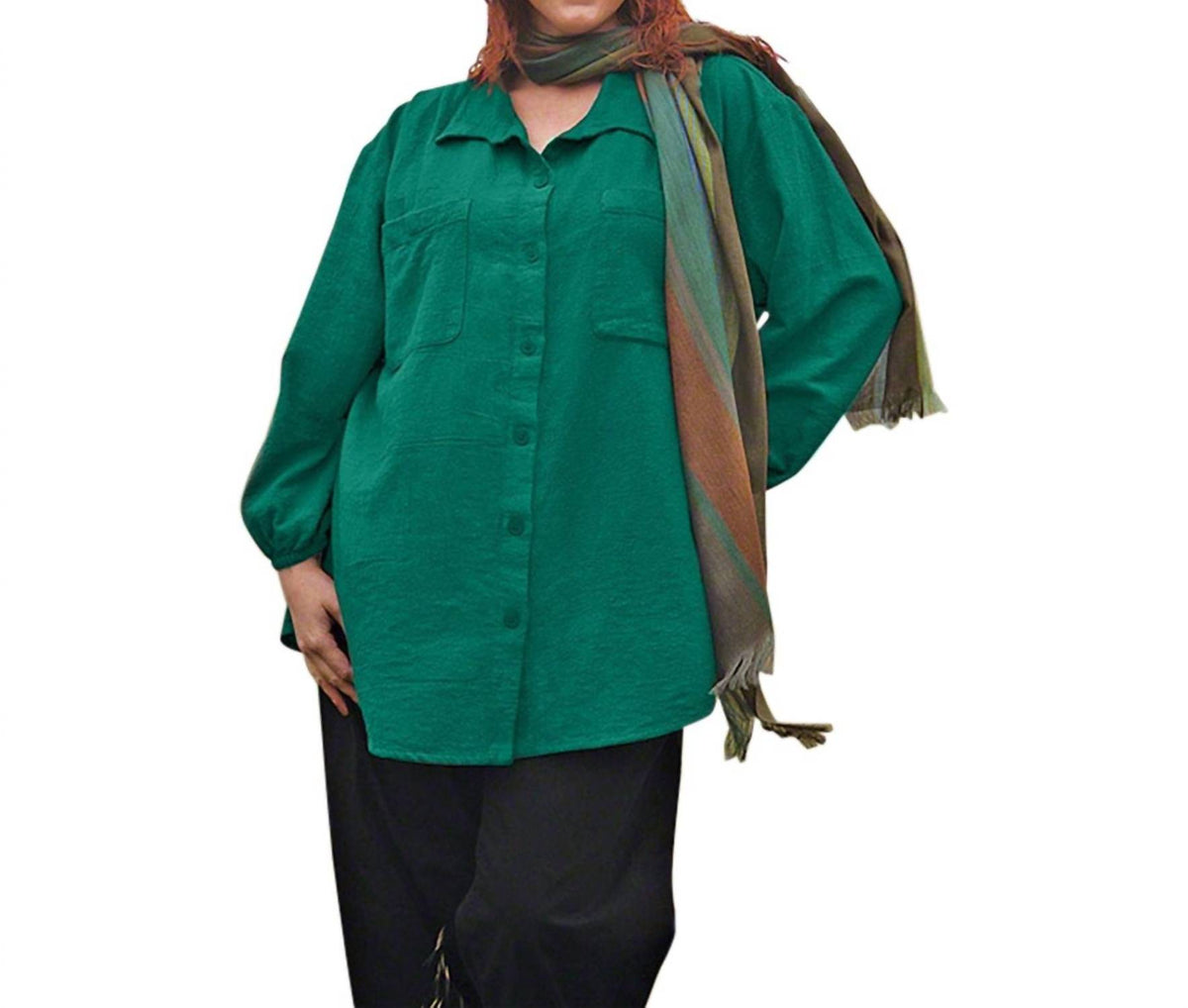 On The Plus Side - Long Sleeve Button Up Shirt - Plus