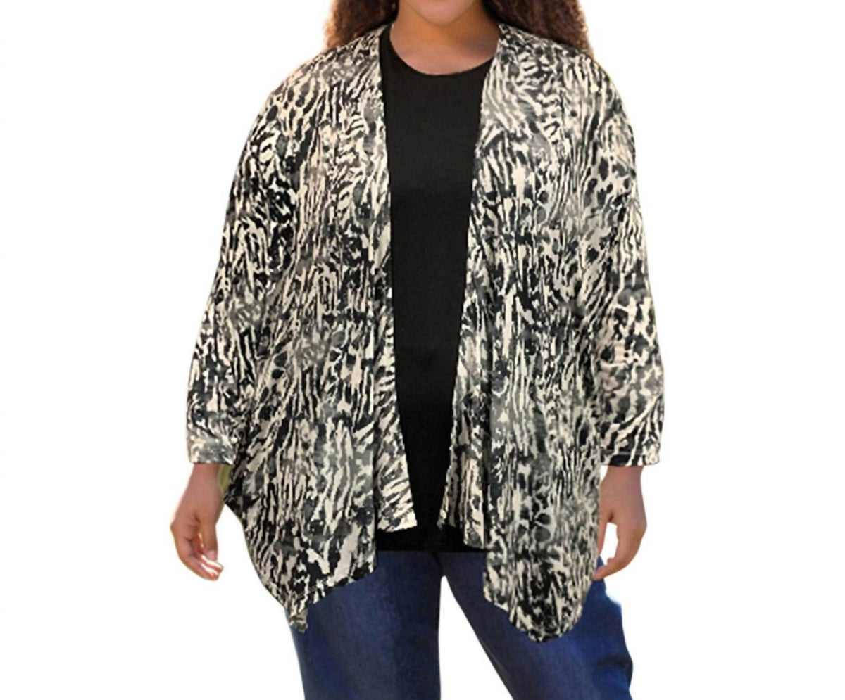 On The Plus Side - Long Sleeve Draped Cardigan - Plus