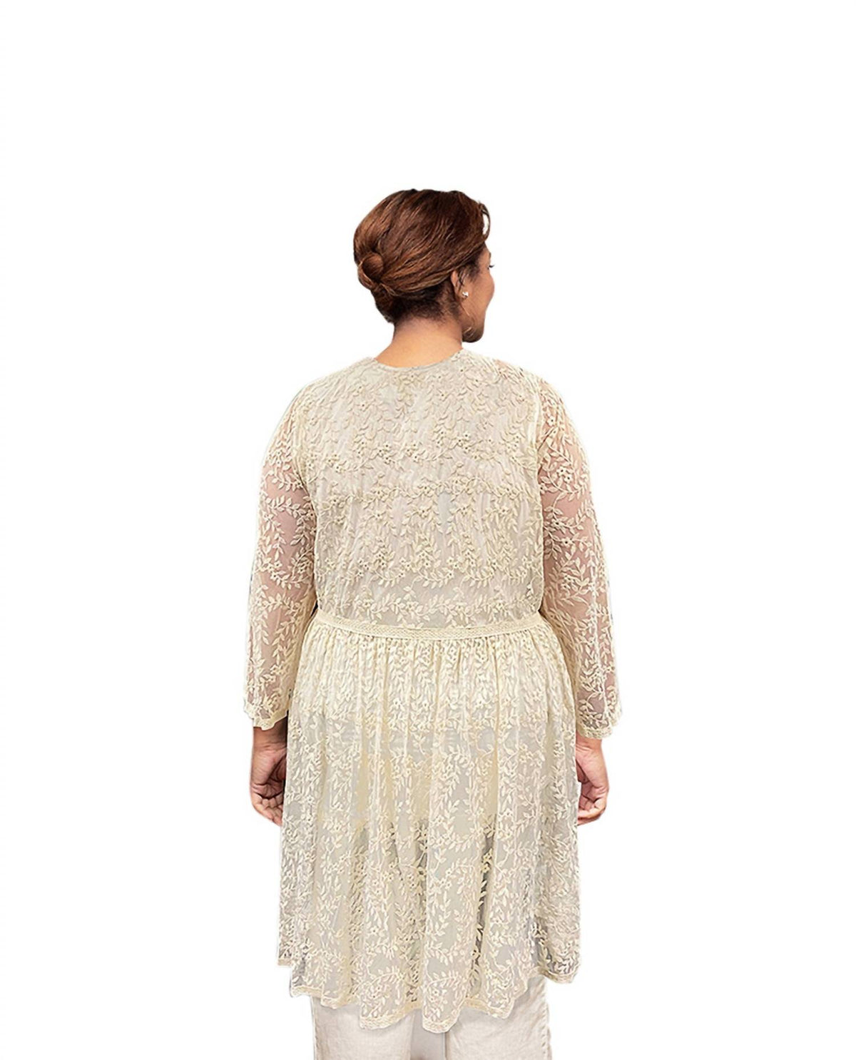 On The Plus Side - Long Sleeve Mesh Lace Betty Duster - Plus