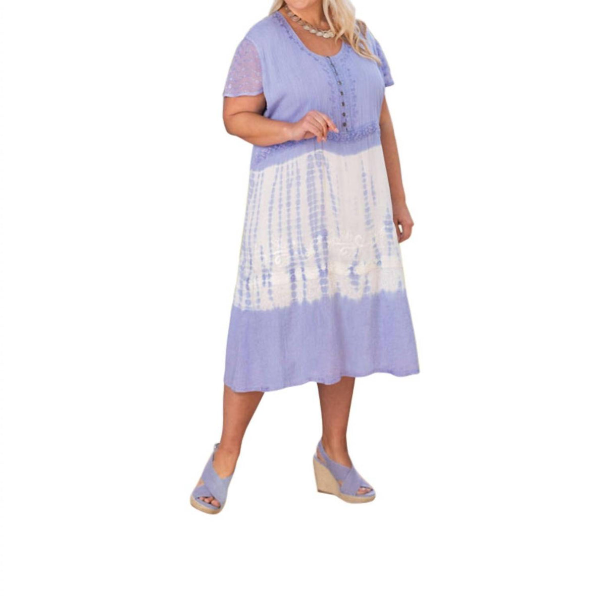 On The Plus Side - Maeve Tie Dye Print Short Sleeve Dress - Plus Size
