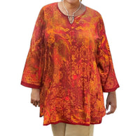 On The Plus Side - Notched V-neck Anaise Tunic - Plus