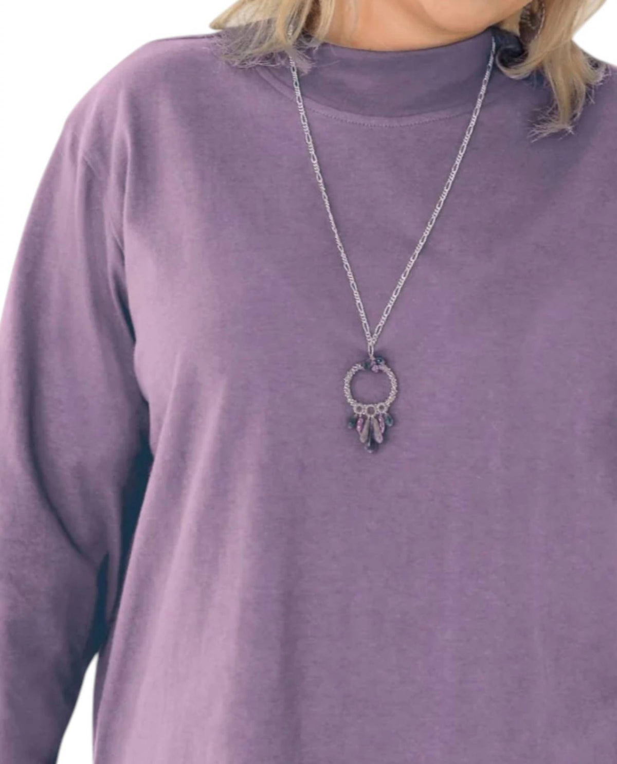 On The Plus Side - Plus Size Cotton Jersey Mock Turtleneck Long Sleeve Top