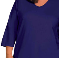 On The Plus Side - Plus Size Jersey 3/4 Sleeve V-neck Tee