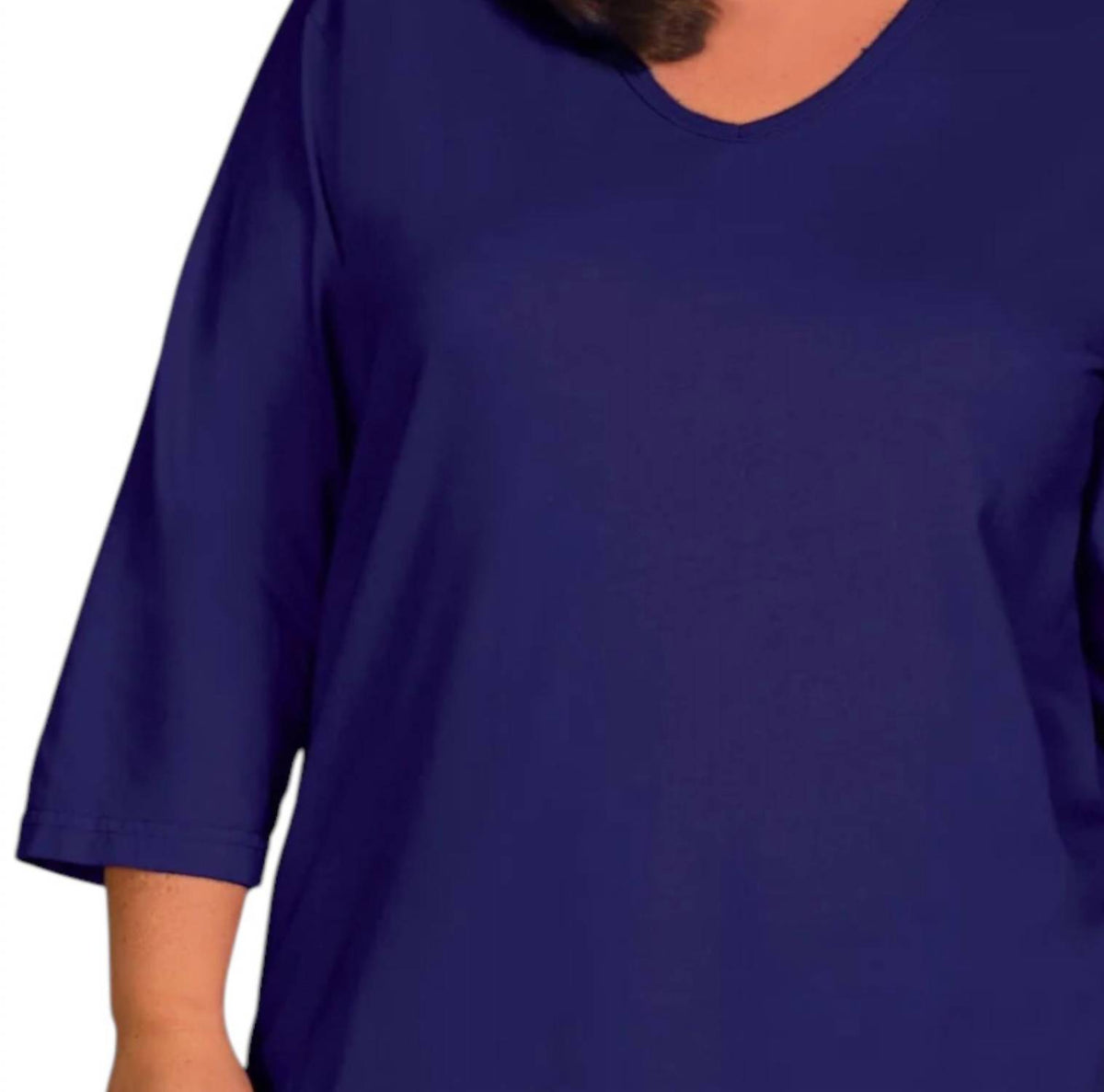 On The Plus Side - Plus Size Jersey 3/4 Sleeve V-neck Tee