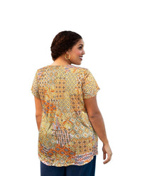 On The Plus Side - Printed Tyler Flair Short Sleeve Top - Plus Size