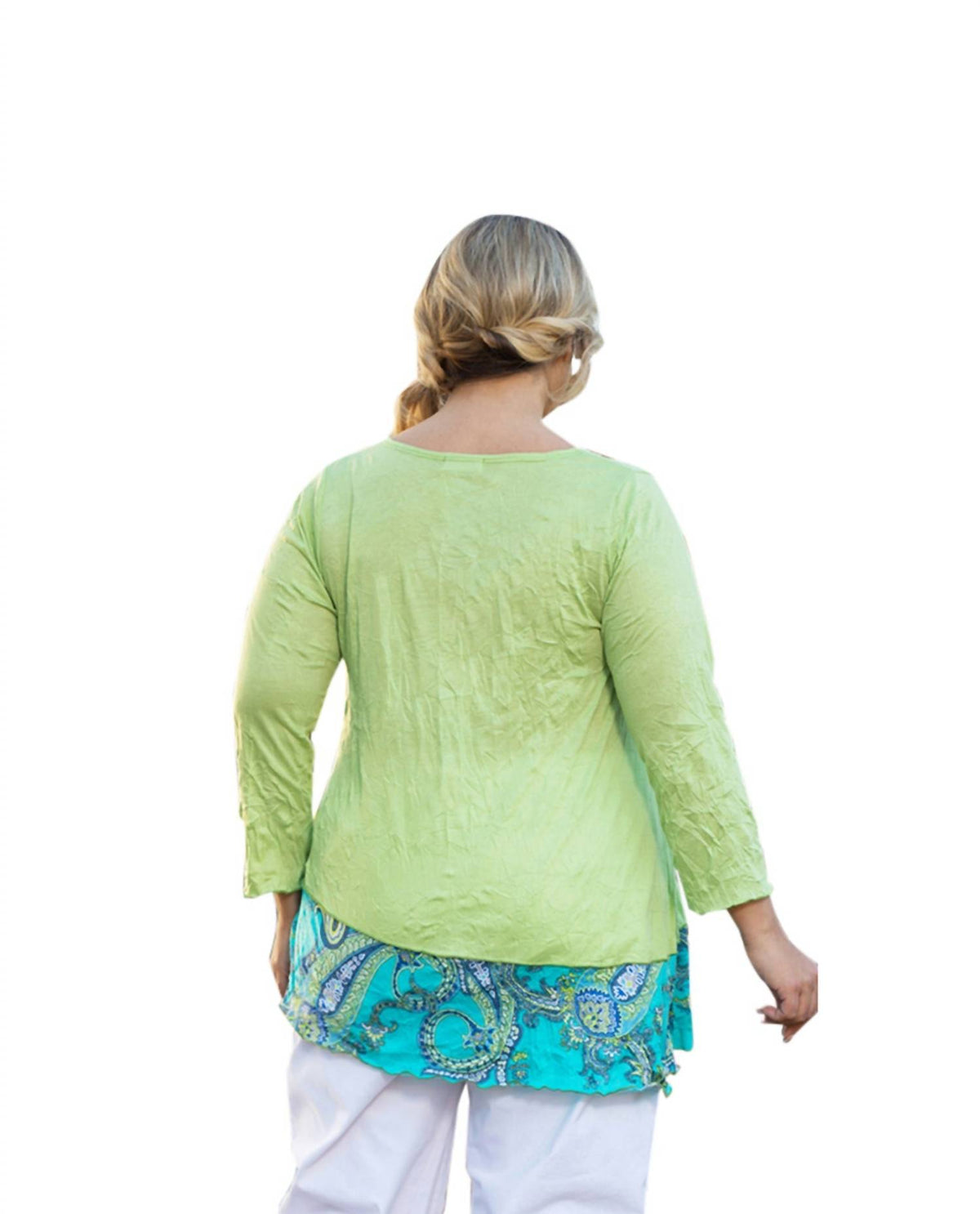 On The Plus Side - Round Neck 3/4 Sleeve Kristi Tunic - Plus Size