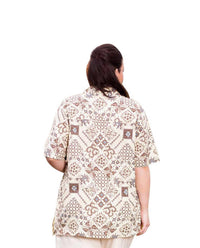 On The Plus Side - Trinity Print Short Sleeve Button Up Shirt - Plus