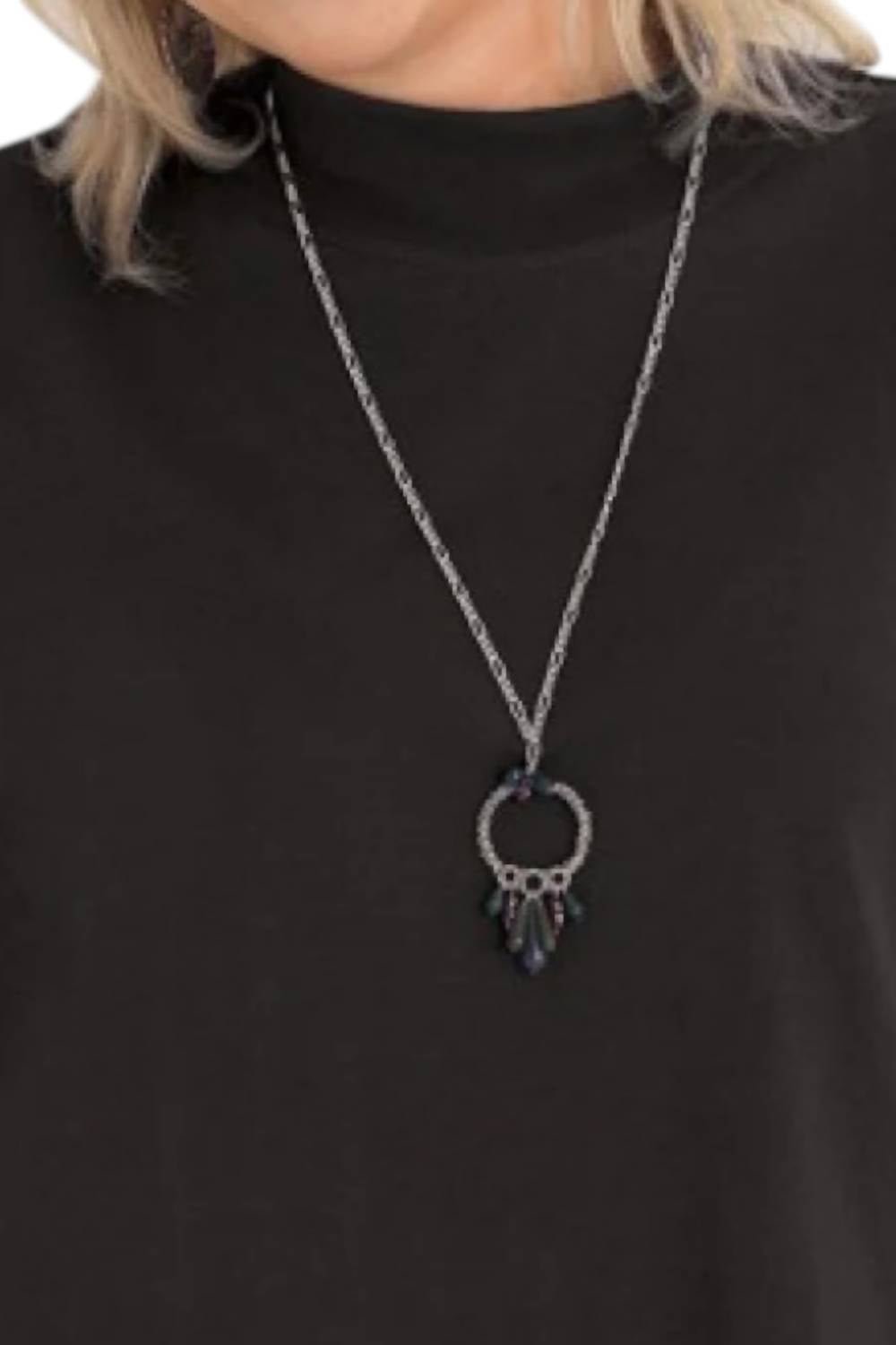 On The Plus Side - Cotton Jersey Mock Turtleneck Long Sleeve Top - Plus Size - black - clothing - cotton - blend