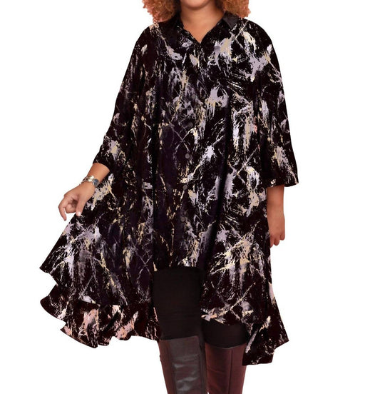 On The Plus Side - Eggnog Paint Splatter Birdie Dress - Plus - black - clothing - dresses