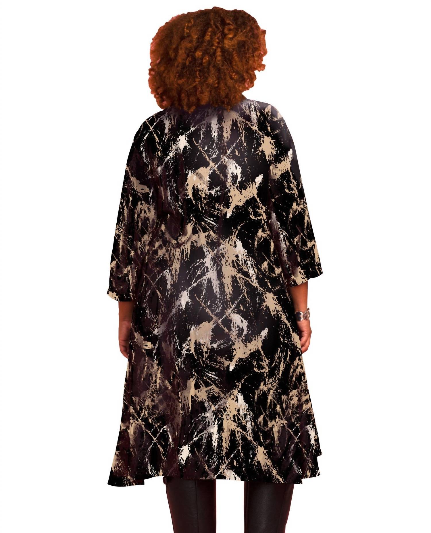 On The Plus Side - Eggnog Paint Splatter Birdie Dress - Plus - black - clothing - dresses
