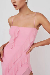 One & Only - Bodycon Mesh Frill Maxi Dress