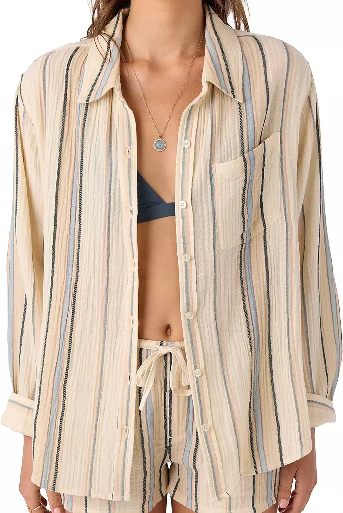 O'Neill - Leni Stripe Relaxed Button Down Top