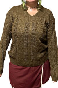 Ontinva - Taissa Notch Neck Oversized Tunic Sweater