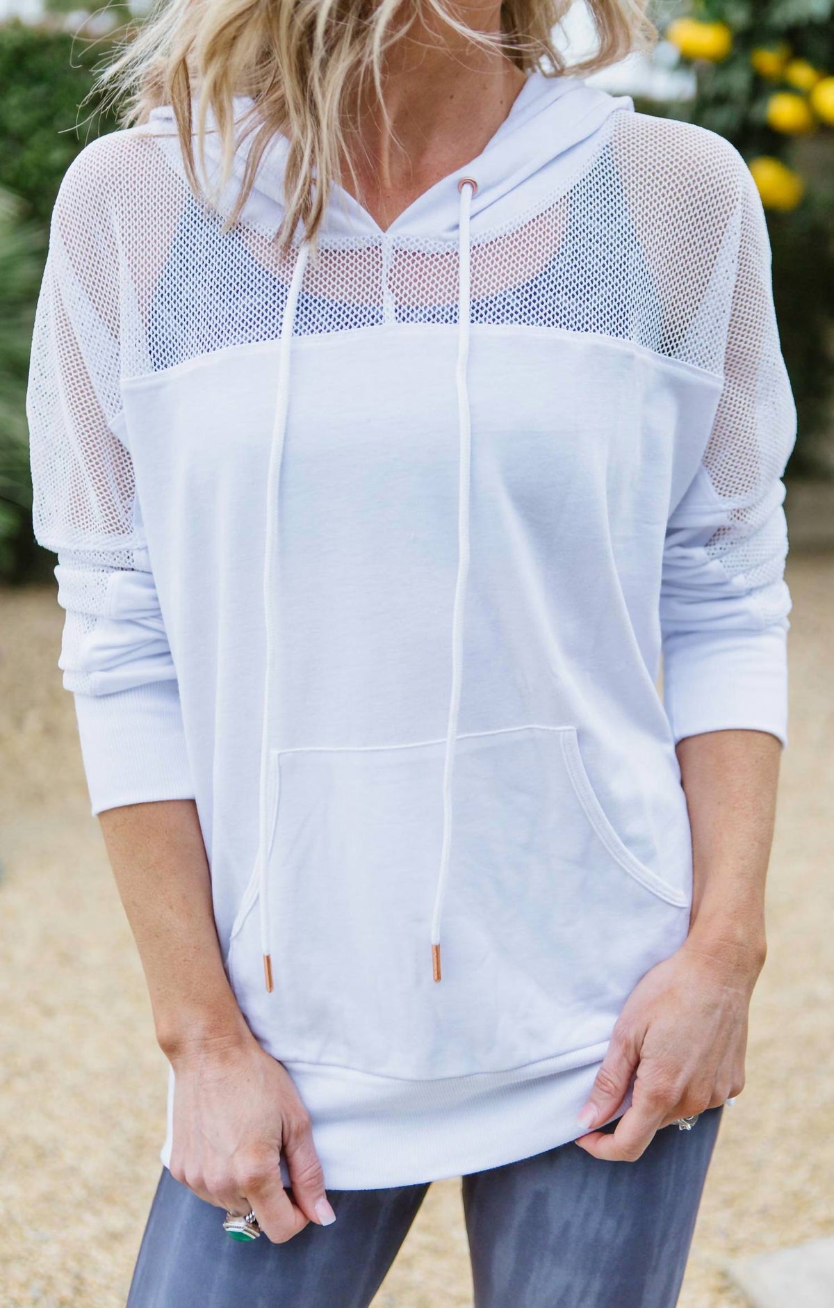 Mesh Long Sleeve Hoodie