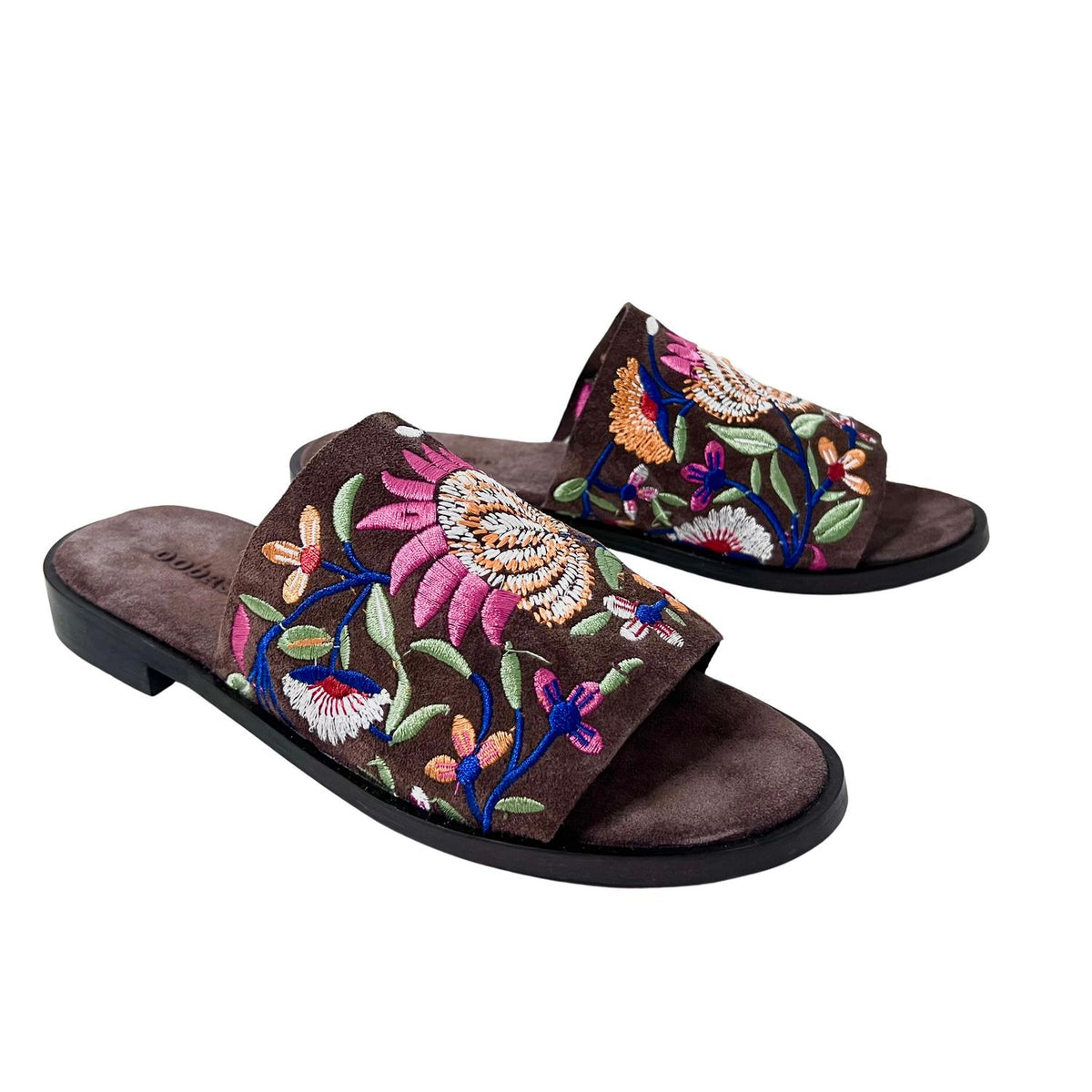 Oobash - Women's Embroidered Suede Leather Mule