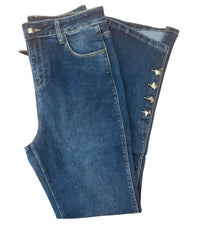Oolala - Diamond Button Detailed Straight Leg Jeans