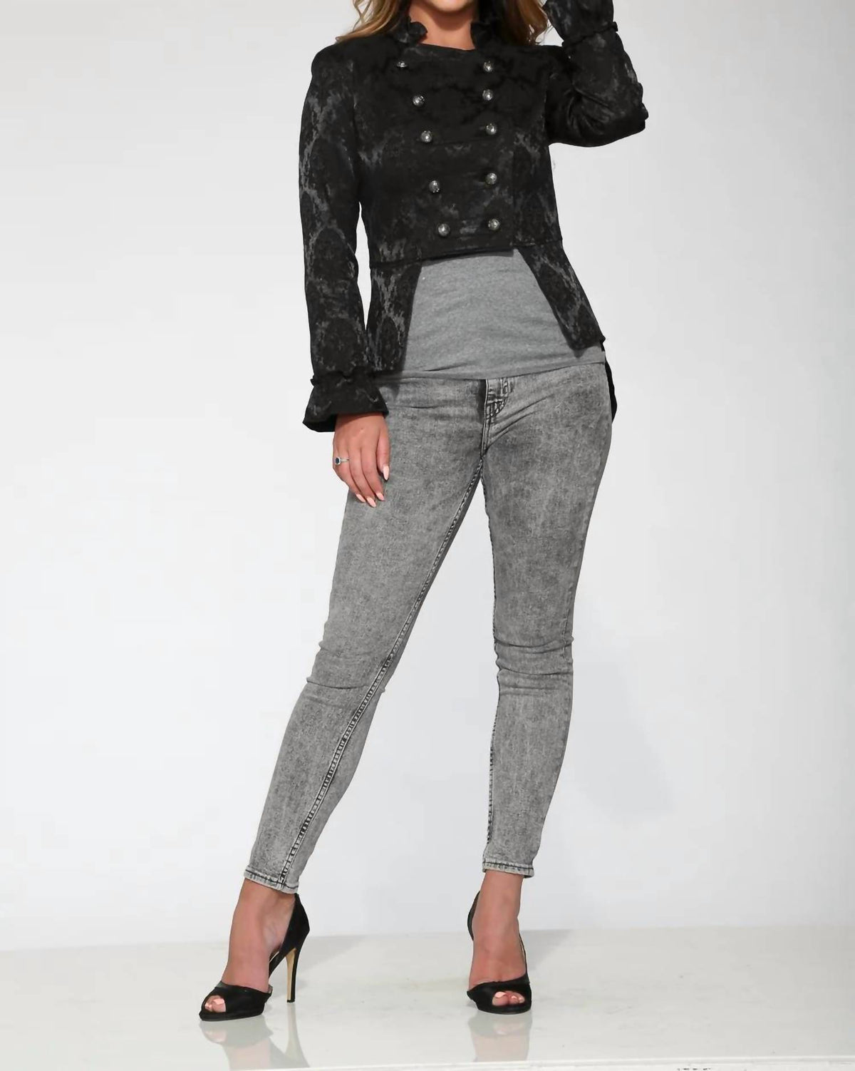 Orchid Bloom - Brocade Ruffle Detail Jacket