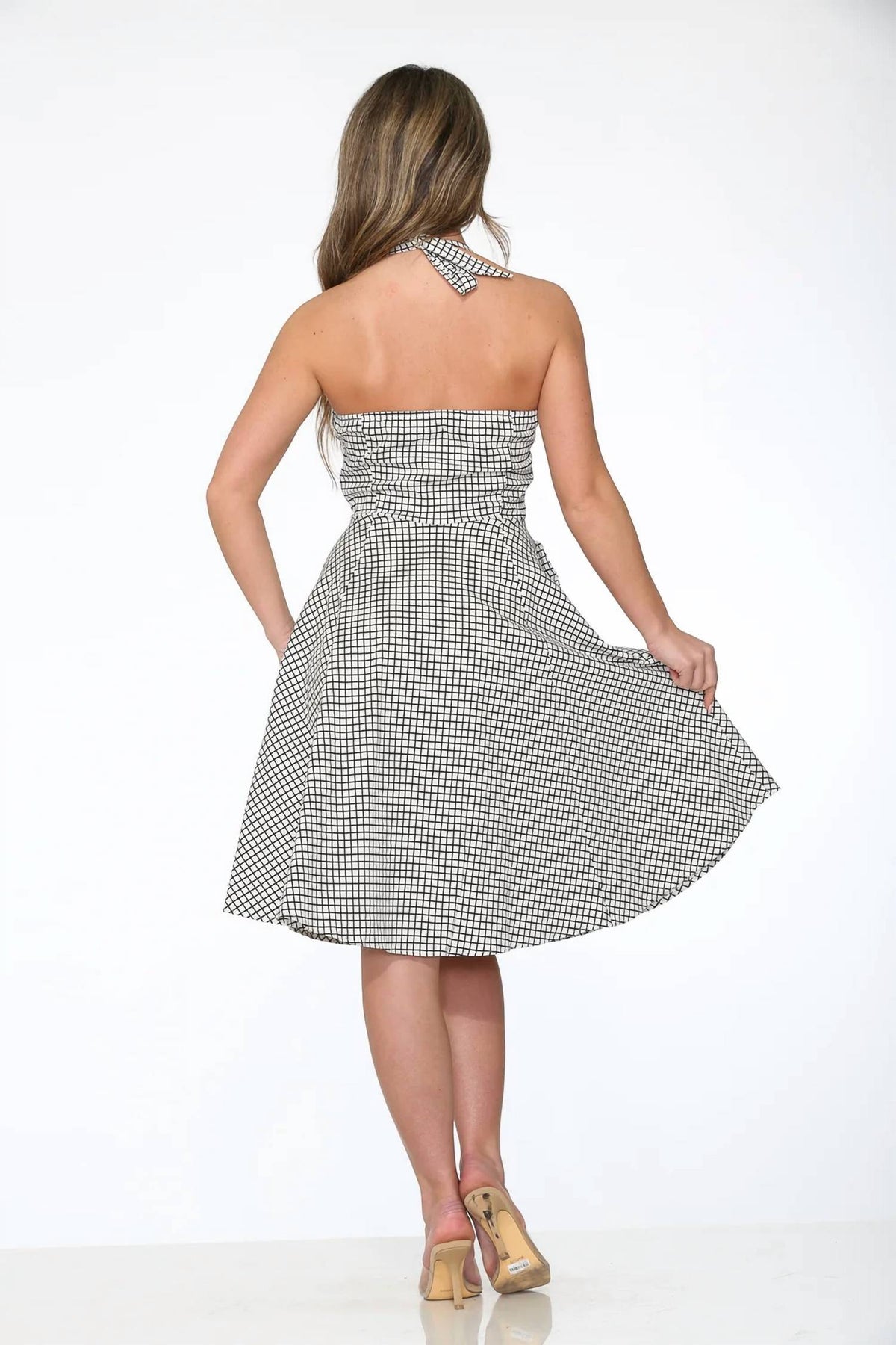 Orchid Bloom - Checkmate Halter Swing Dress