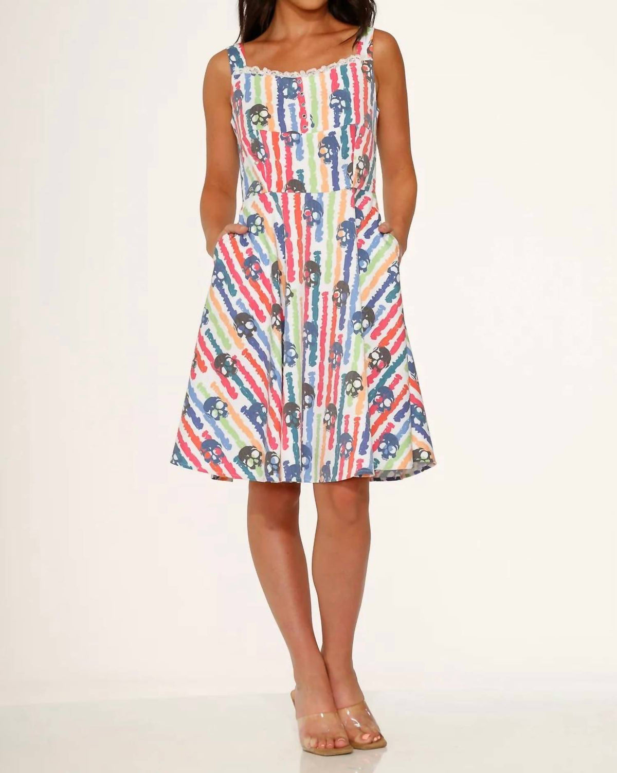 Orchid Bloom - Skulls Rainbow Swing Dress